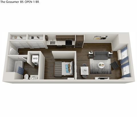 627 square foot urban 1 bedroom